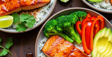 Spicy Chipotle Honey Salmon Bowls