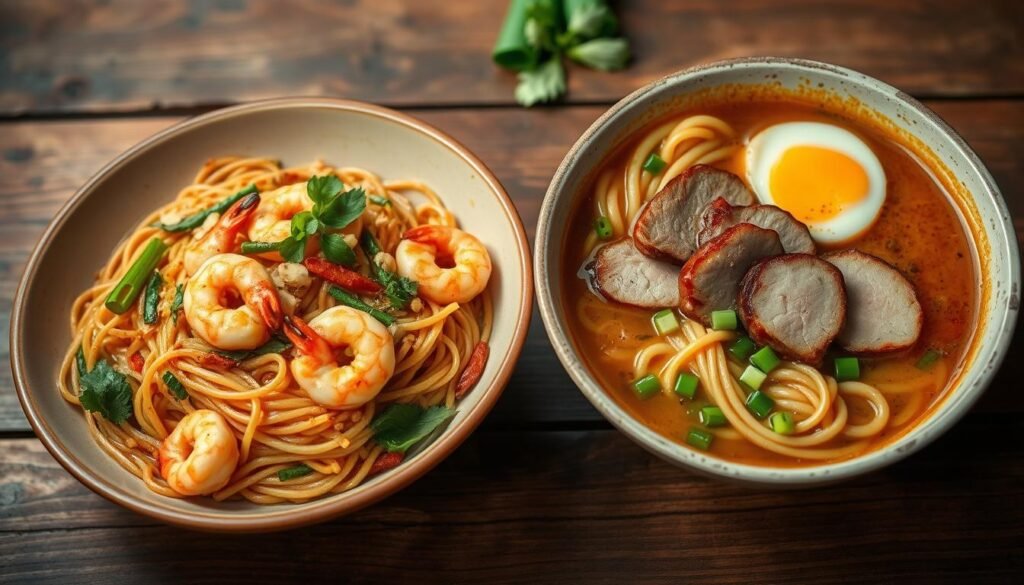 pad thai and ramen dishes pad thai and ramen dishes