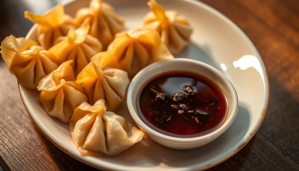 Delicious Dumplings with dipping sauce