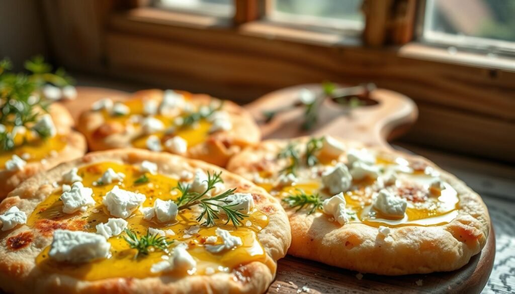 Fresh spring flatbreads